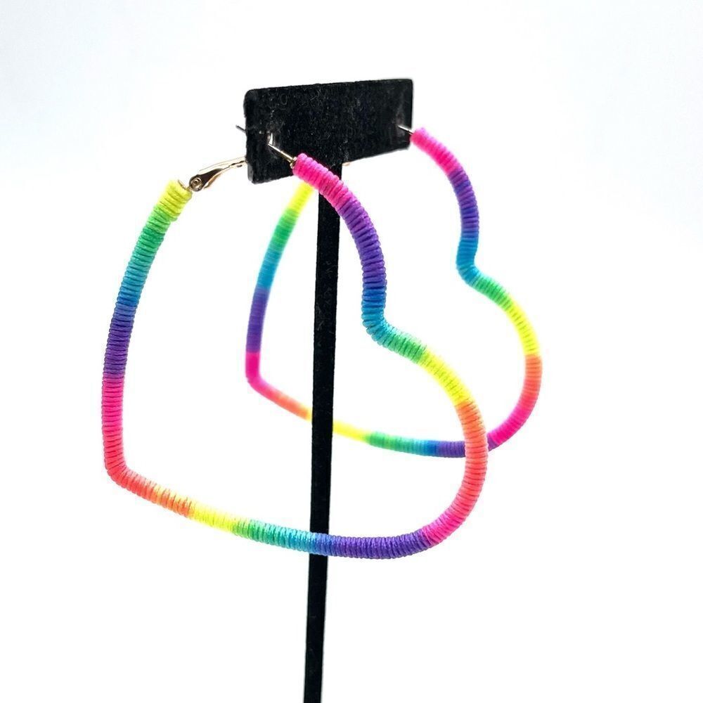 Large Rainbow Hearts Hoops